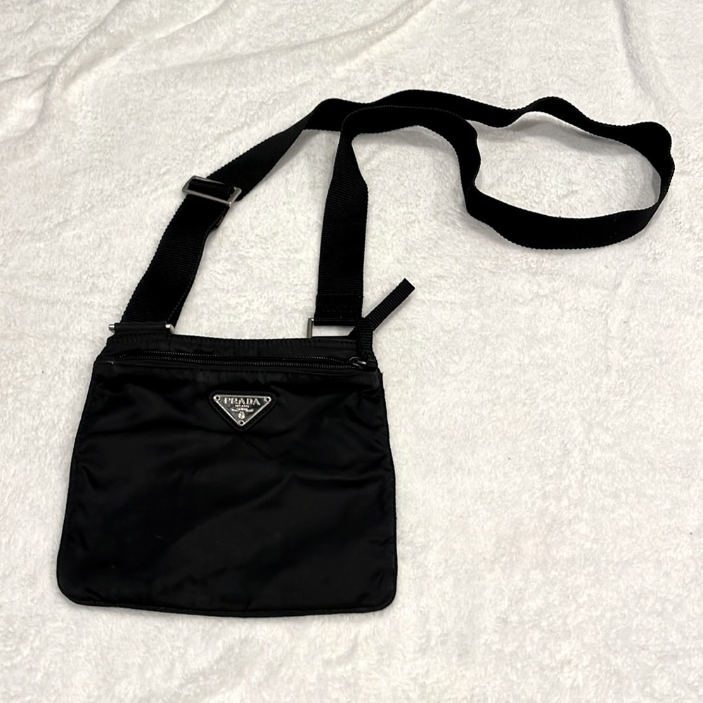 Prada black nylon crossbody bag